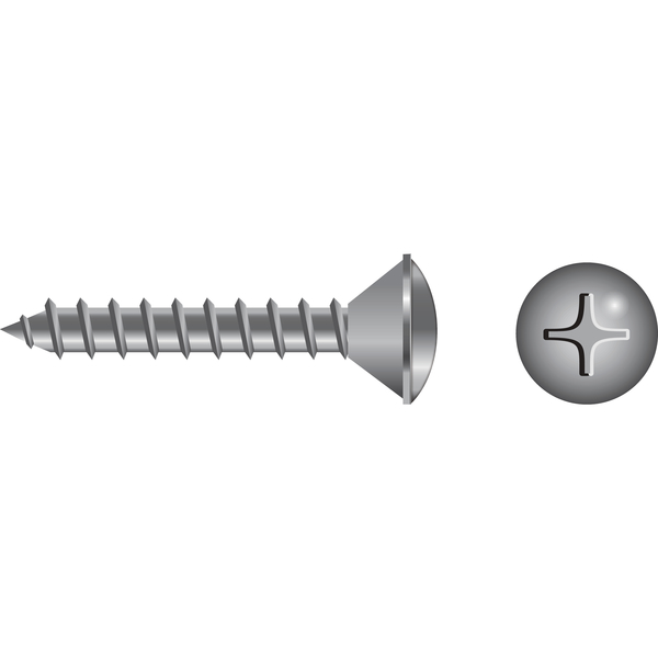 Seachoice Thread Forming Screw, #12 x 3/4 in, 18-8 Stainless Steel Oval Head Phillips Drive 818